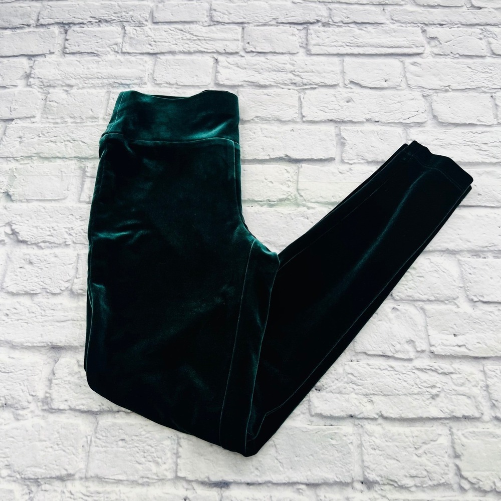 INC International Concepts Emerald Green Velvet Leggings Slim Leg Size 4